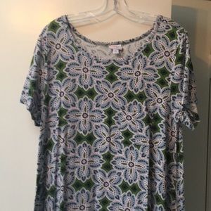 LuLaRoe Carly dress navy and olive print  XL